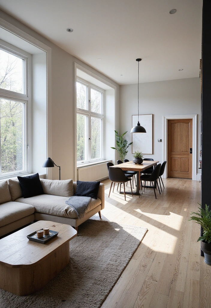 25 Black and Beige Living Room Ideas - 19. Open-Concept Design