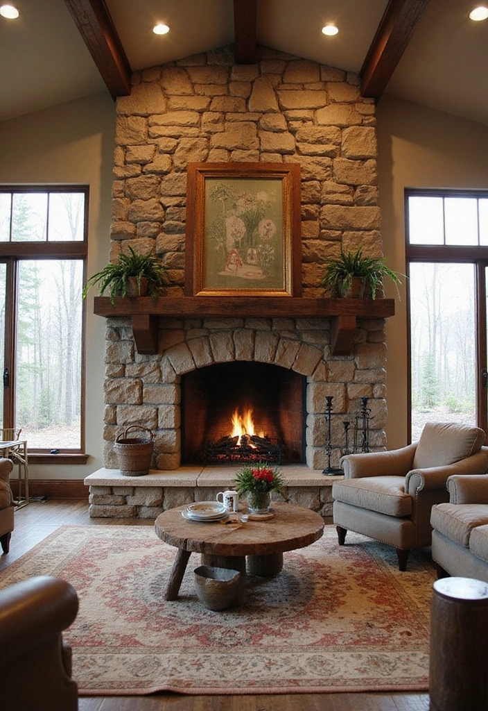 25 Country Living Room Decor Ideas: Cozy Farmhouse Style - 10. Statement Fireplaces