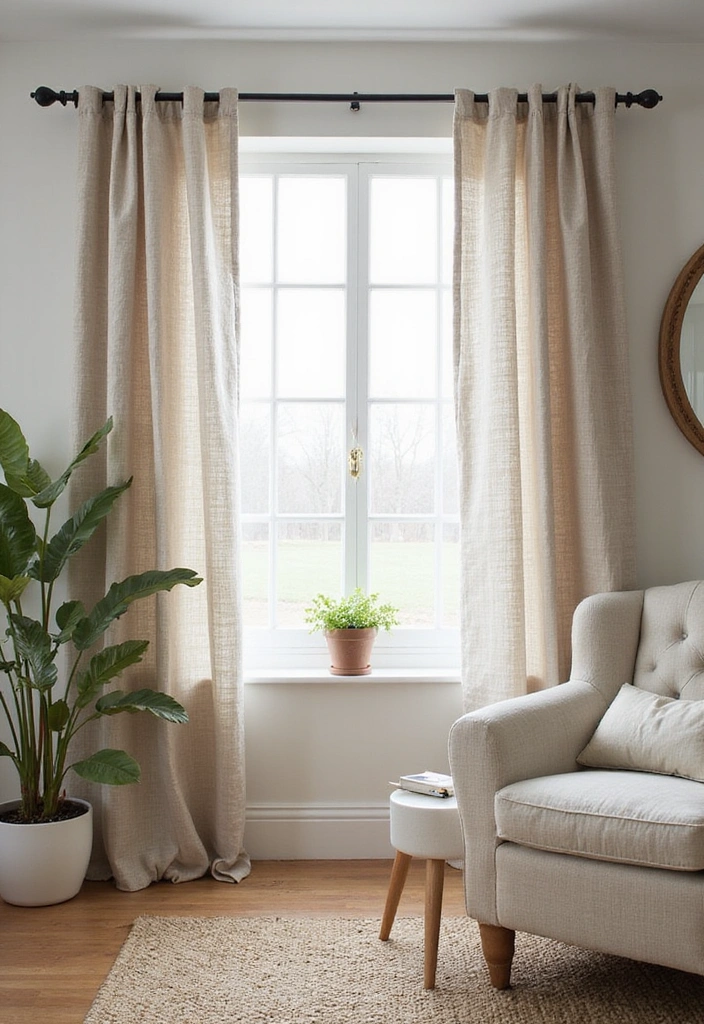 25 Country Living Room Decor Ideas: Cozy Farmhouse Style - 16. Farmhouse Style Curtains