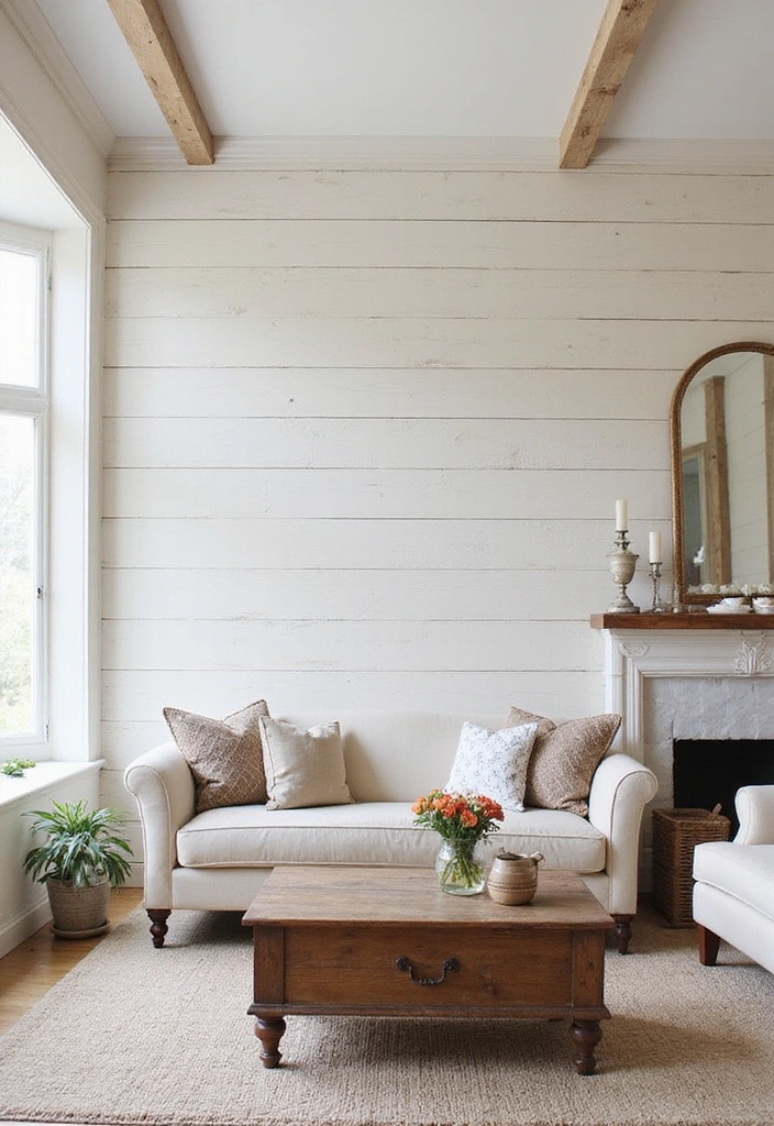 25 Country Living Room Decor Ideas: Cozy Farmhouse Style - 17. Rustic Wall Treatments
