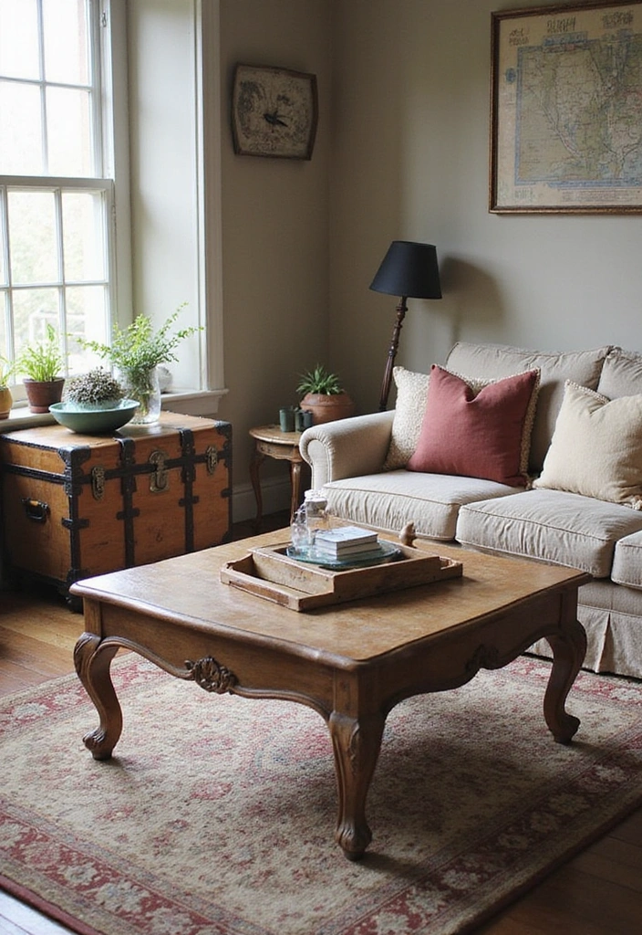25 Country Living Room Decor Ideas: Cozy Farmhouse Style - 2. Vintage Furniture