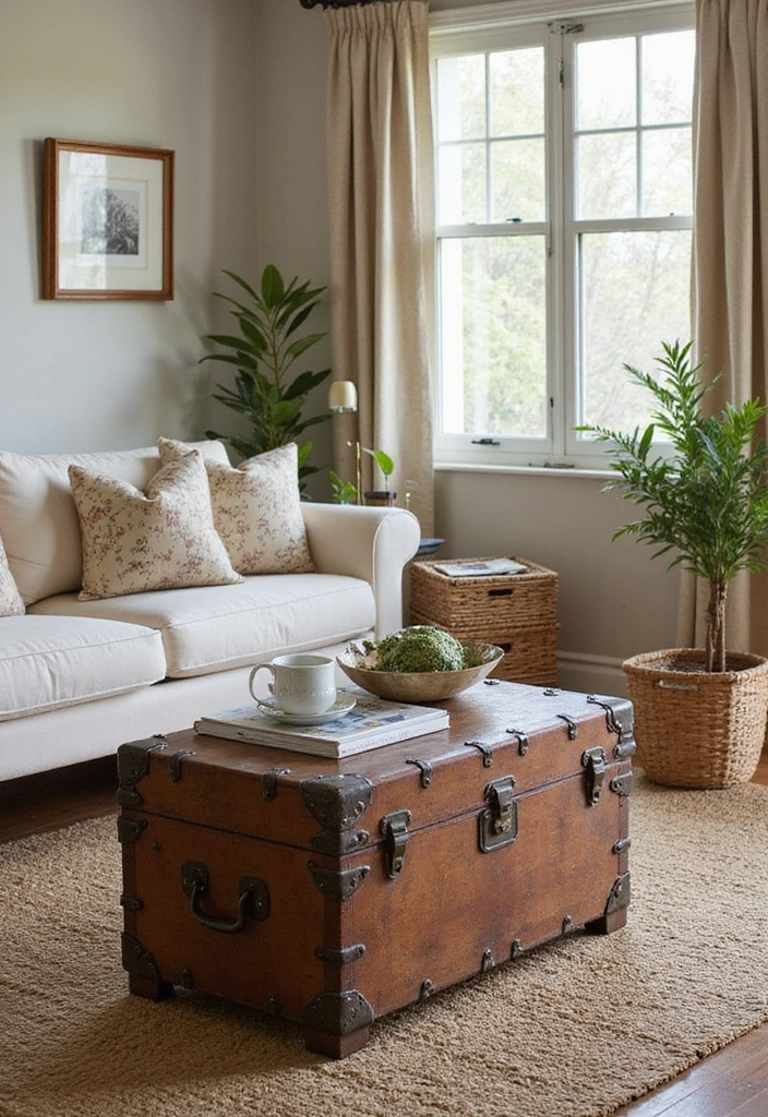 25 Country Living Room Decor Ideas: Cozy Farmhouse Style - 20. Vintage Storage Solutions