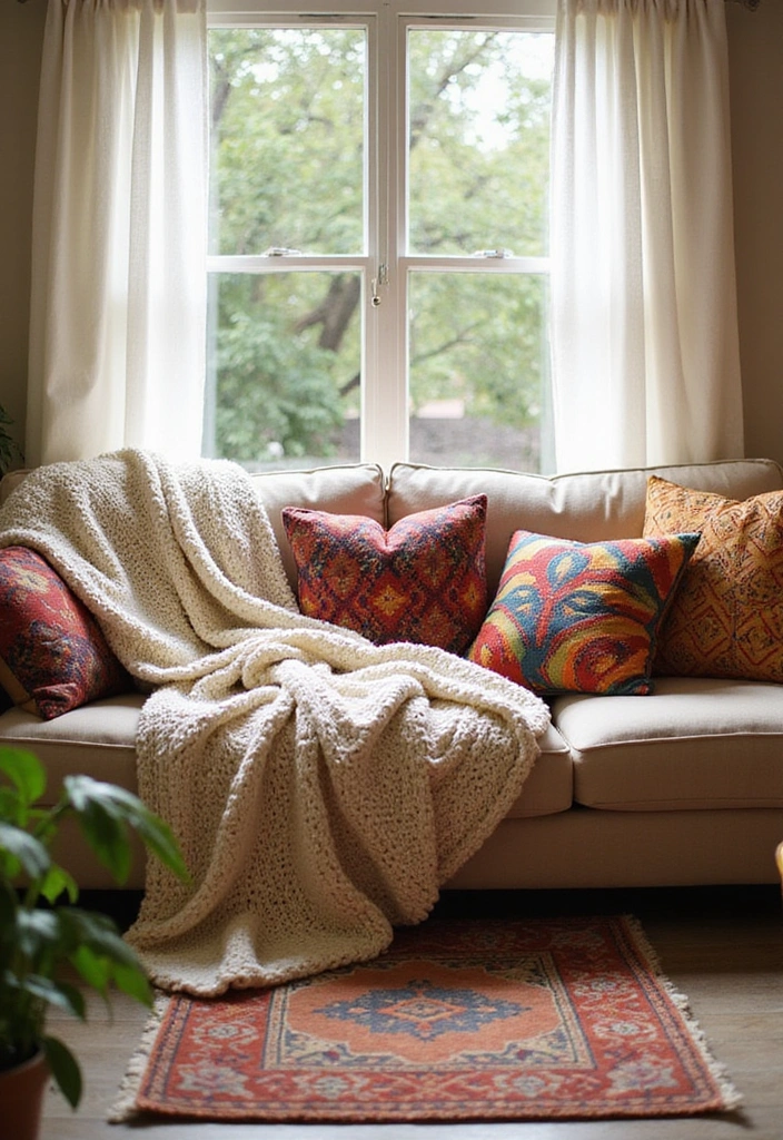 25 Country Living Room Decor Ideas: Cozy Farmhouse Style - 3. Cozy Textiles