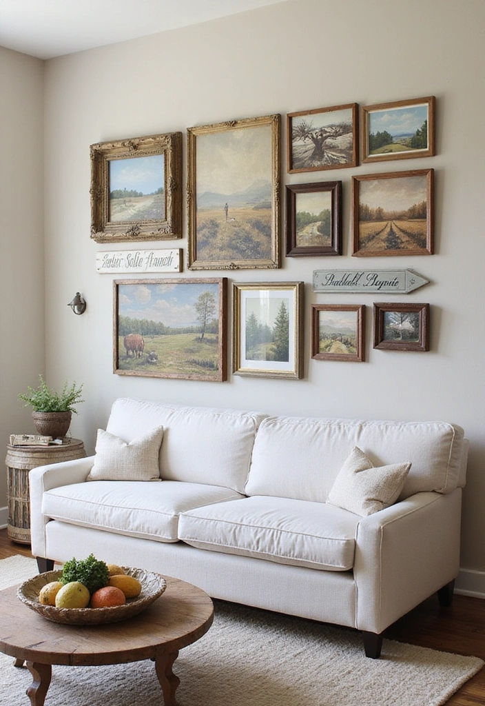 25 Country Living Room Decor Ideas: Cozy Farmhouse Style - 5. Country-Inspired Artwork