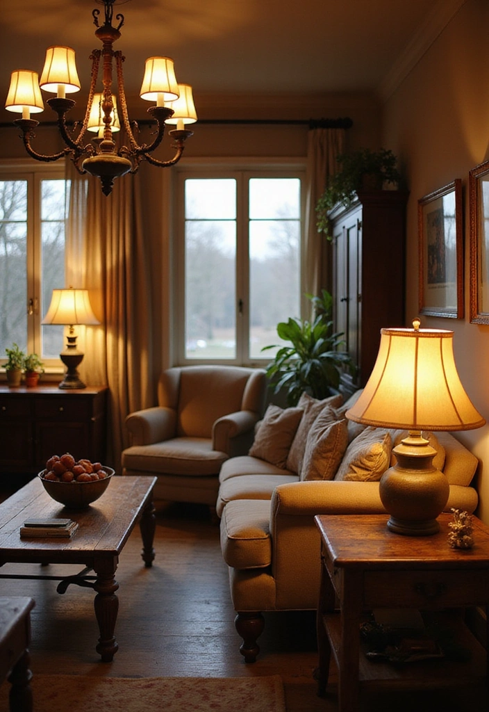 25 Country Living Room Decor Ideas: Cozy Farmhouse Style - 6. Farmhouse Lighting