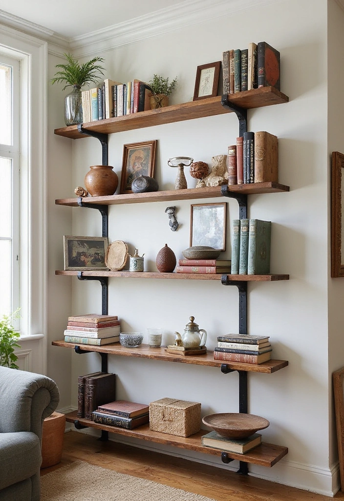 25 Country Living Room Decor Ideas: Cozy Farmhouse Style - 7. Open Shelving