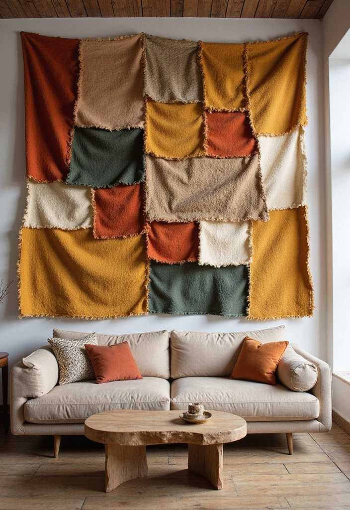 25 Creative Accent Wall Ideas for Small Spaces - 10. Stylish Fabric Wall Hangings
