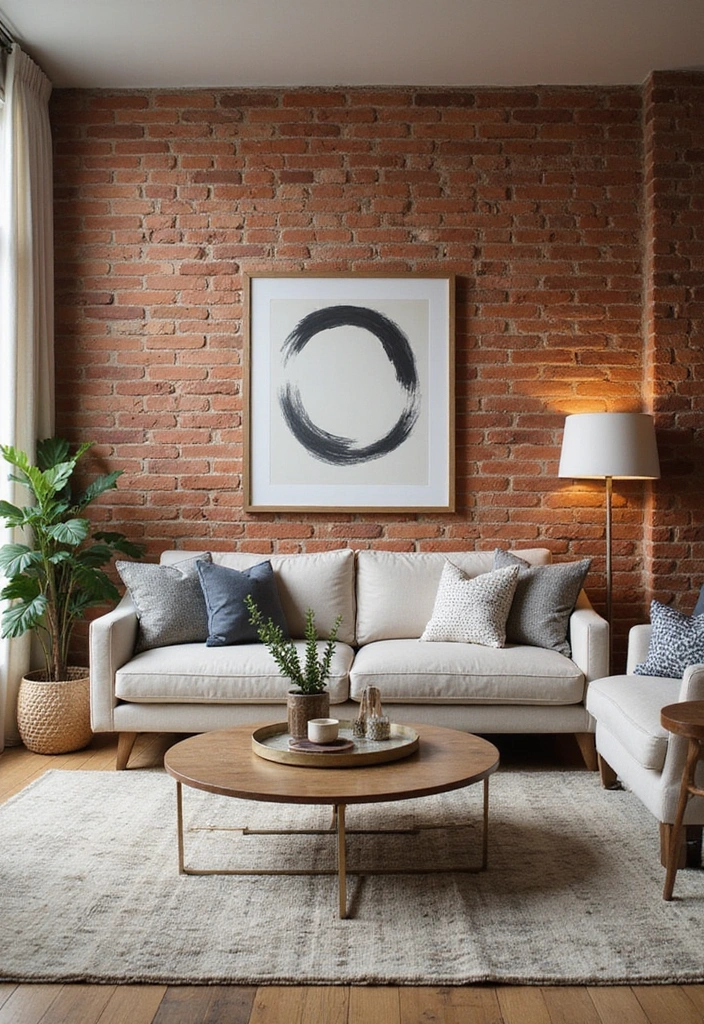 25 Creative Accent Wall Ideas for Small Spaces - 12. Rustic Brick Wall Effect