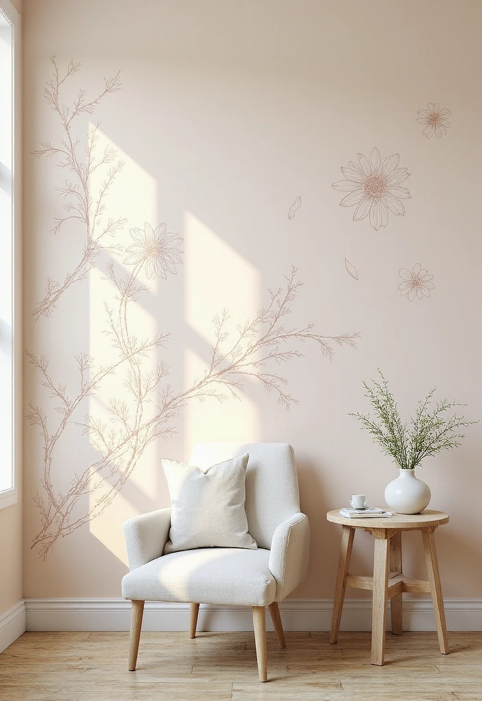 25 Creative Accent Wall Ideas for Small Spaces - 13. Artistic Stenciled Wall