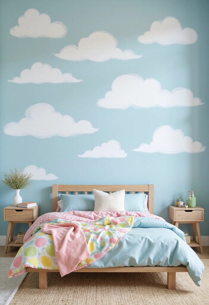 25 Creative Accent Wall Ideas for Small Spaces - 15. Whimsical Painted Clouds