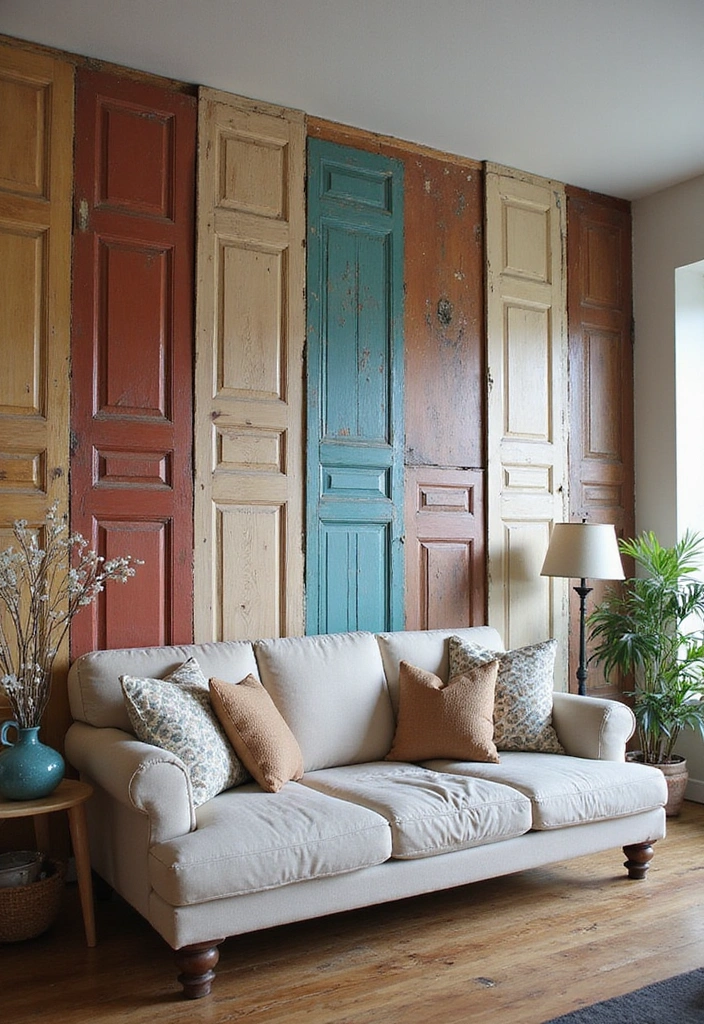 25 Creative Accent Wall Ideas for Small Spaces - 16. Upcycled Door Accent Wall
