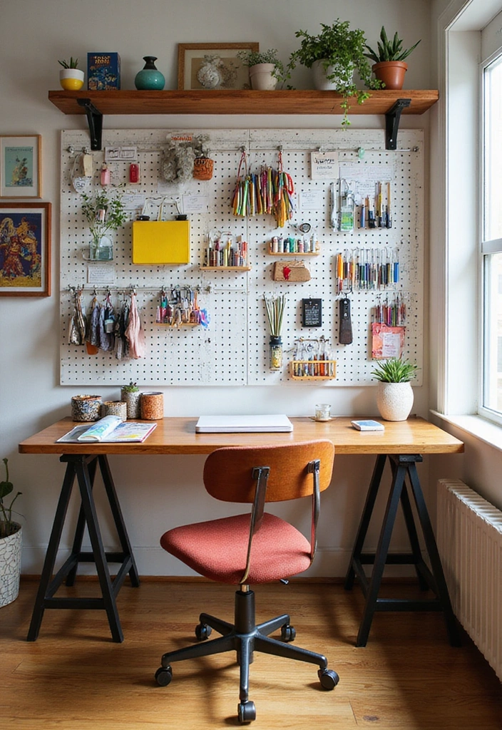 25 Creative Accent Wall Ideas for Small Spaces - 17. Stylish Pegboard Wall