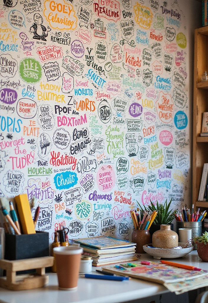 25 Creative Accent Wall Ideas for Small Spaces - 19. Playful Doodle Wall