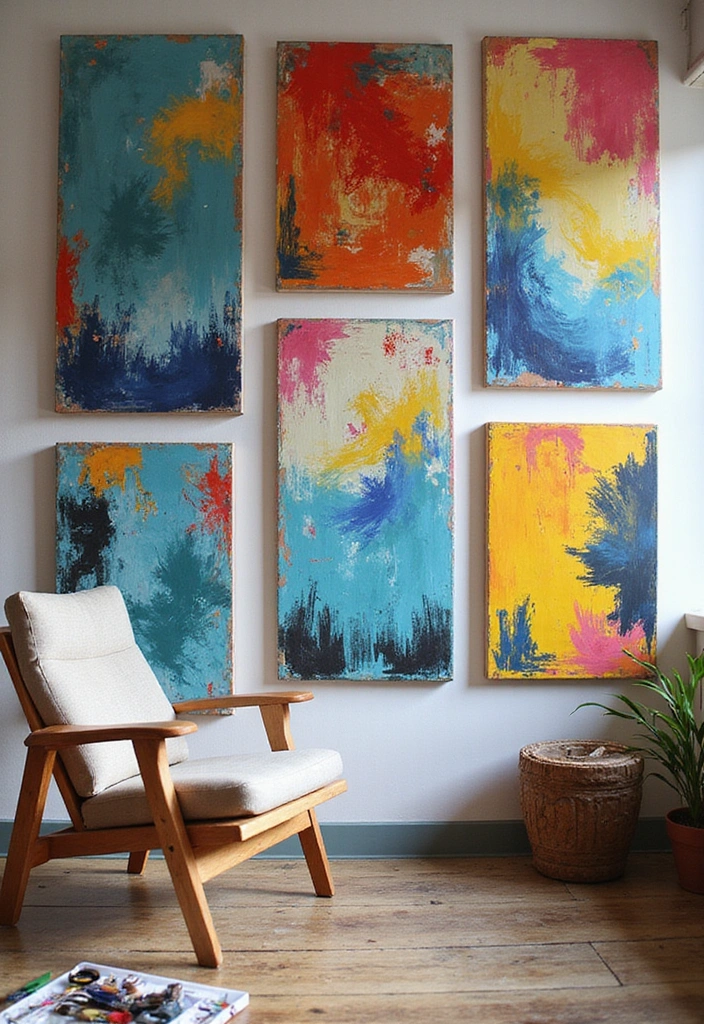 25 Creative Accent Wall Ideas for Small Spaces - 21. Artistic Canvas Wall