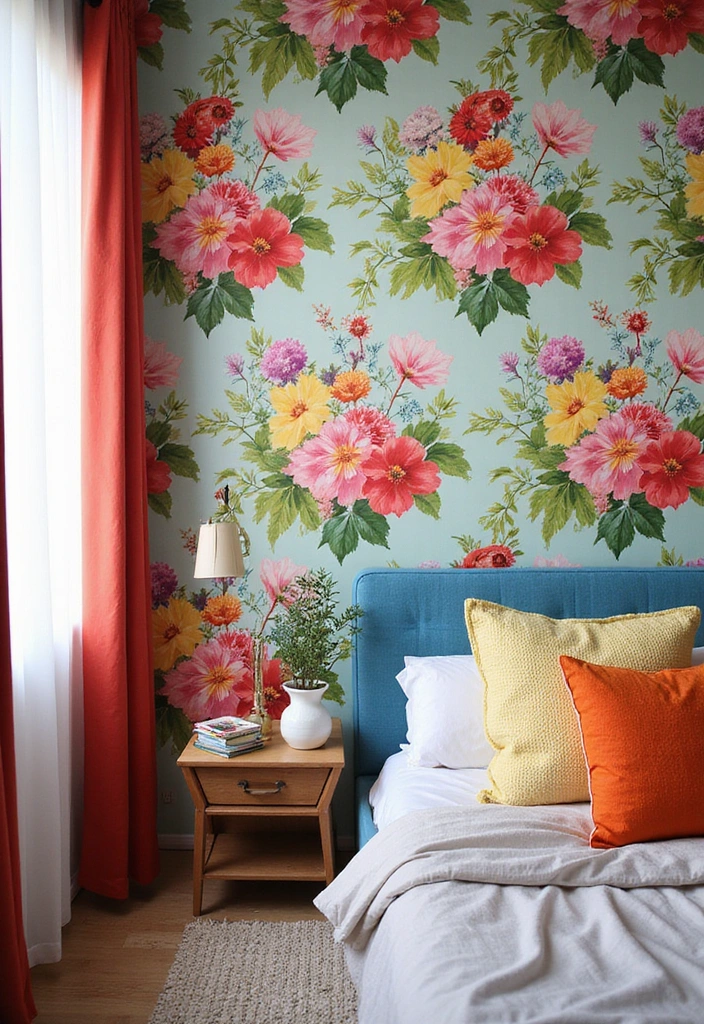 25 Creative Accent Wall Ideas for Small Spaces - 3. Fun and Funky Wallpaper