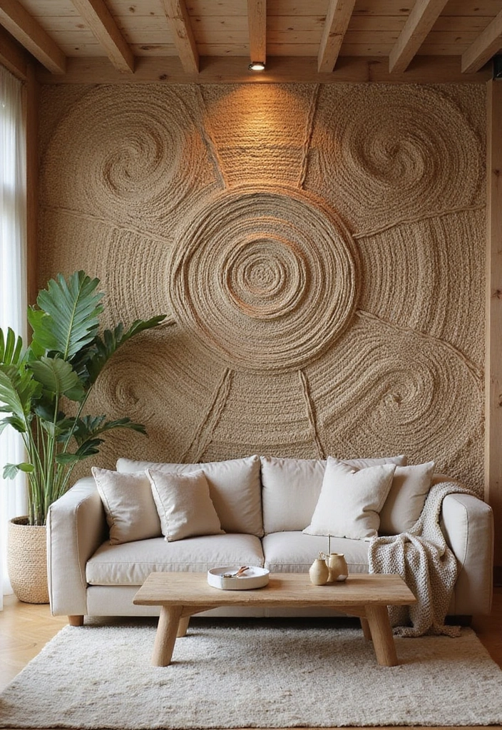 25 Creative Accent Wall Ideas for Small Spaces - 4. DIY Woven Rope Wall