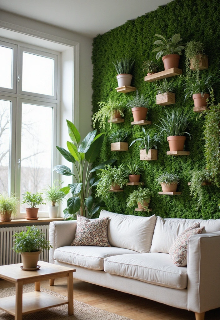 25 Creative Accent Wall Ideas for Small Spaces - 7. Nature-Inspired Greenery Wall