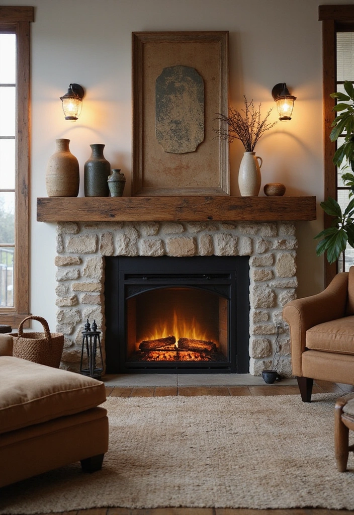 25 Electric Fireplace Ideas with TV Above: Modern Rustic Home Decor - 9. Rustic Electric Fireplace with Reclaimed Wood Mantle