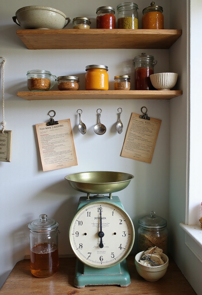 25 Kitchen Counter Corner Decor Ideas - 14. Charming Vintage Scale