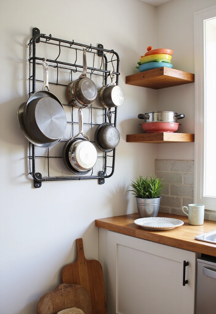 25 Kitchen Counter Corner Decor Ideas - 4. Artful Display of Cookware