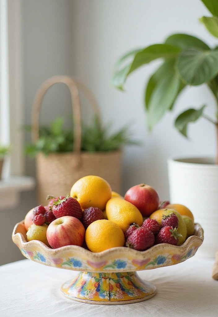 25 Kitchen Counter Corner Decor Ideas - 5. Colorful Fruit Bowl Centerpiece