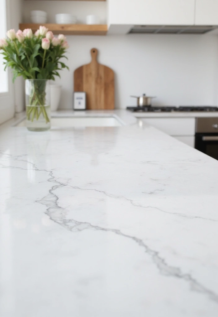 25 Kitchen Counter Ideas - 1. Sleek Marble Countertops