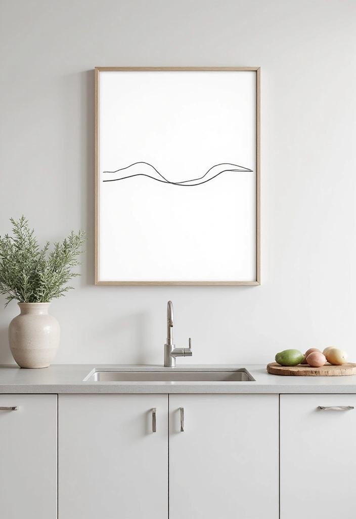 25 Kitchen Counter Ideas - 9. Minimalist Wall Art