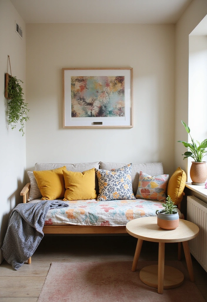 25 Small Living Room Ideas with TV and Dining Table - 3. Multi-Functional Furniture with a Cozy Sofa