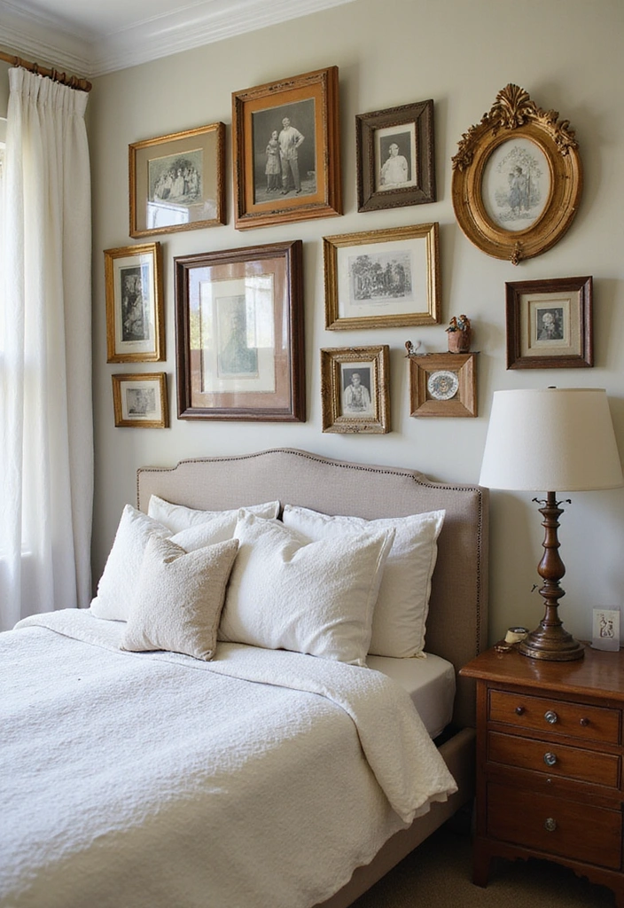 25 Vintage Bedroom Ideas to Transform Your Space - 13. Vintage Picture Frames