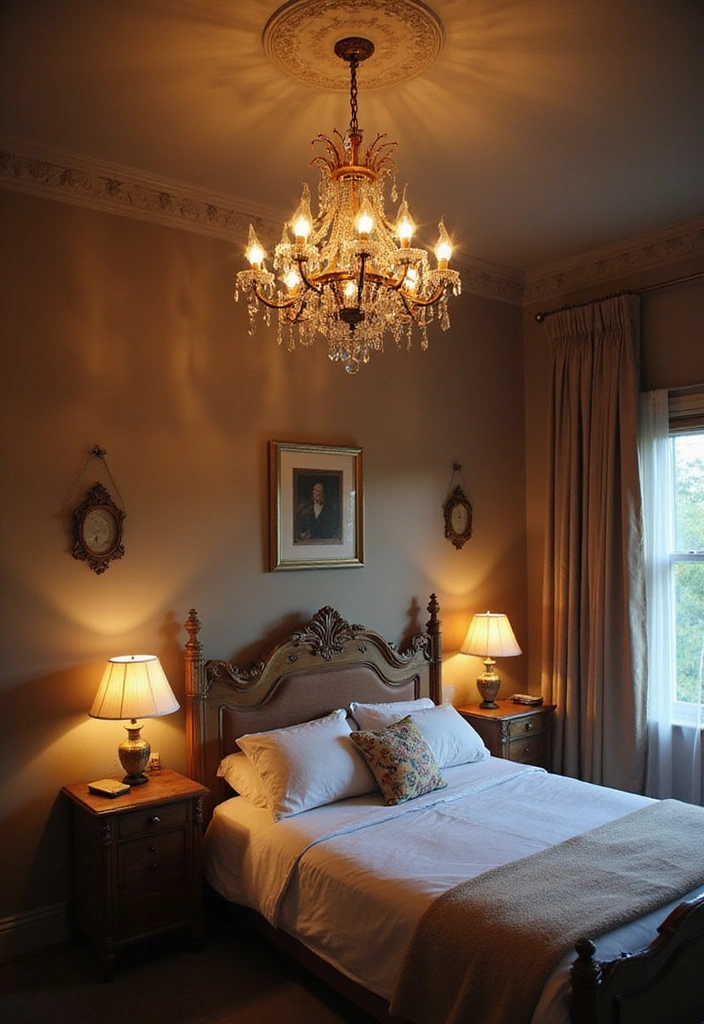 25 Vintage Bedroom Ideas to Transform Your Space - 5. Nostalgic Lighting Fixtures