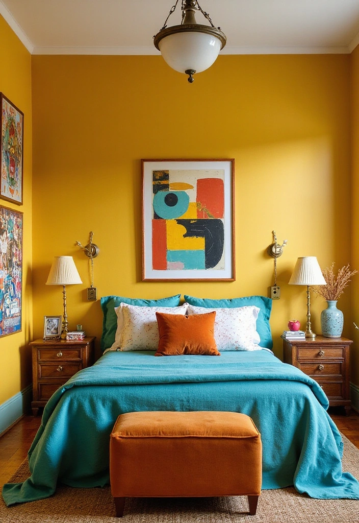 25 Vintage Bedroom Ideas to Transform Your Space - 6. Retro Color Palettes