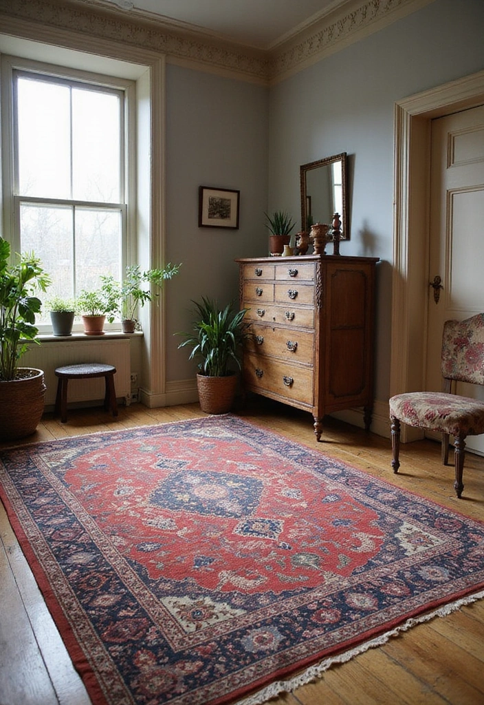 25 Vintage Bedroom Ideas to Transform Your Space - 8. Vintage-inspired Rugs