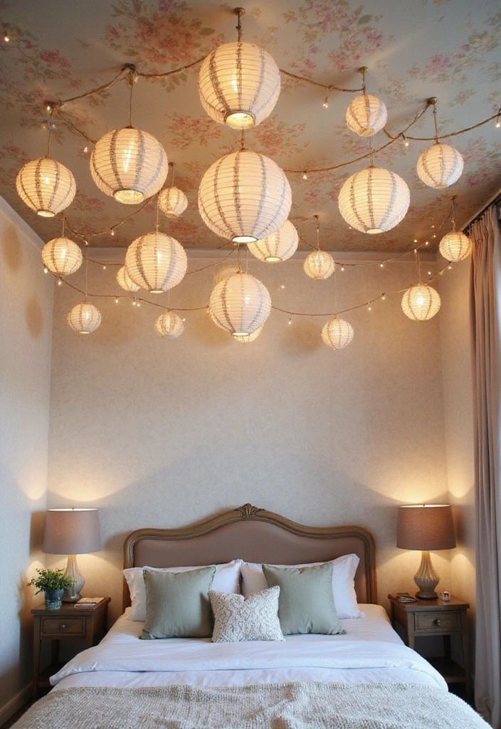 25 Vintage Bedroom Ideas to Transform Your Space - 9. Whimsical Ceiling Decor