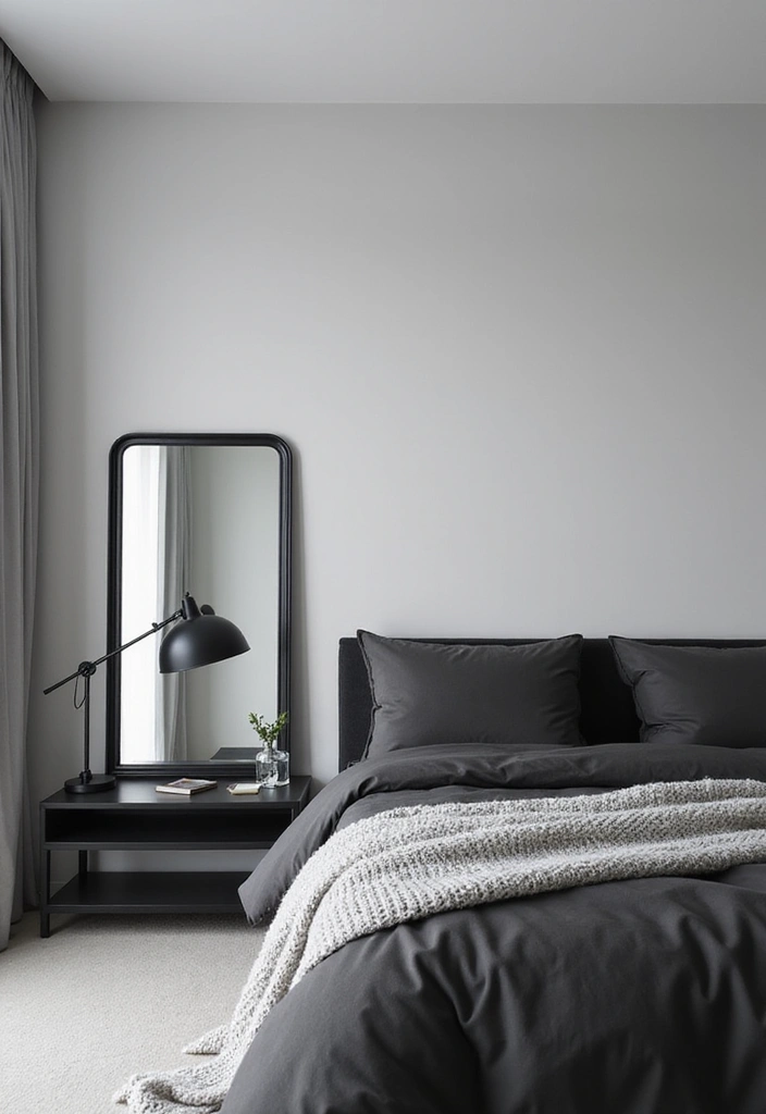 26 Black and Grey Bedroom Ideas - 1. Monochrome Elegance