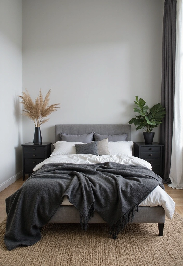 26 Black and Grey Bedroom Ideas - 14. Scandinavian Influence