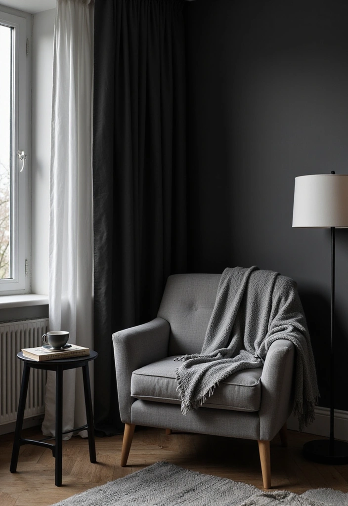 26 Black and Grey Bedroom Ideas - 8. Cozy Nook