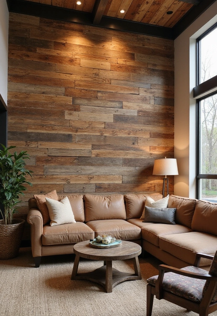 26 Eco-Friendly Accent Wall Ideas for Your Living Room - 1. Reclaimed Wood Accent Wall