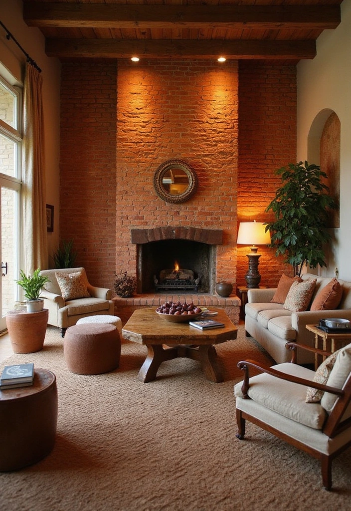 26 Eco-Friendly Accent Wall Ideas for Your Living Room - 10. Terracotta Tile Accent Wall