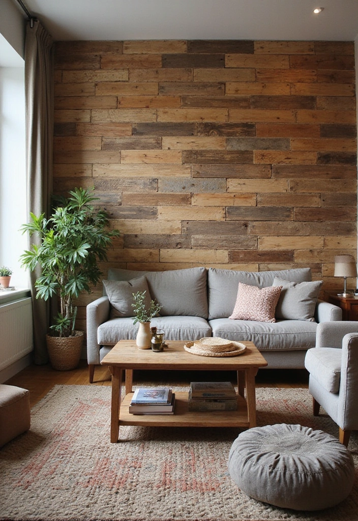 26 Eco-Friendly Accent Wall Ideas for Your Living Room - 15. Upcycled Pallet Wall