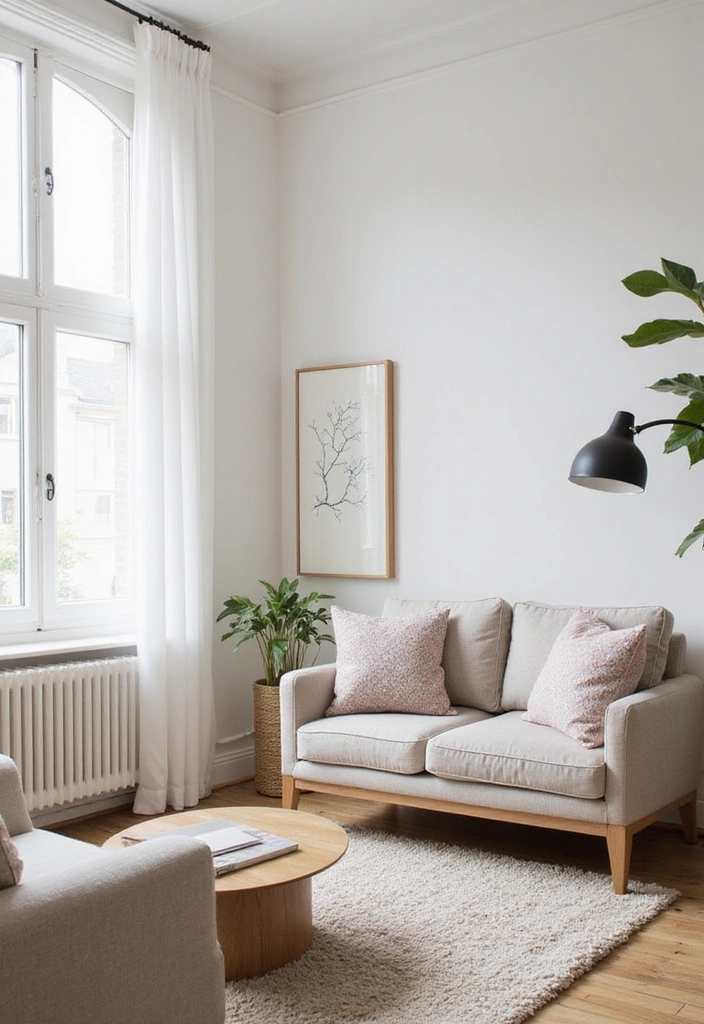 26 Eco-Friendly Accent Wall Ideas for Your Living Room - 23. Minimalist Wall Decals
