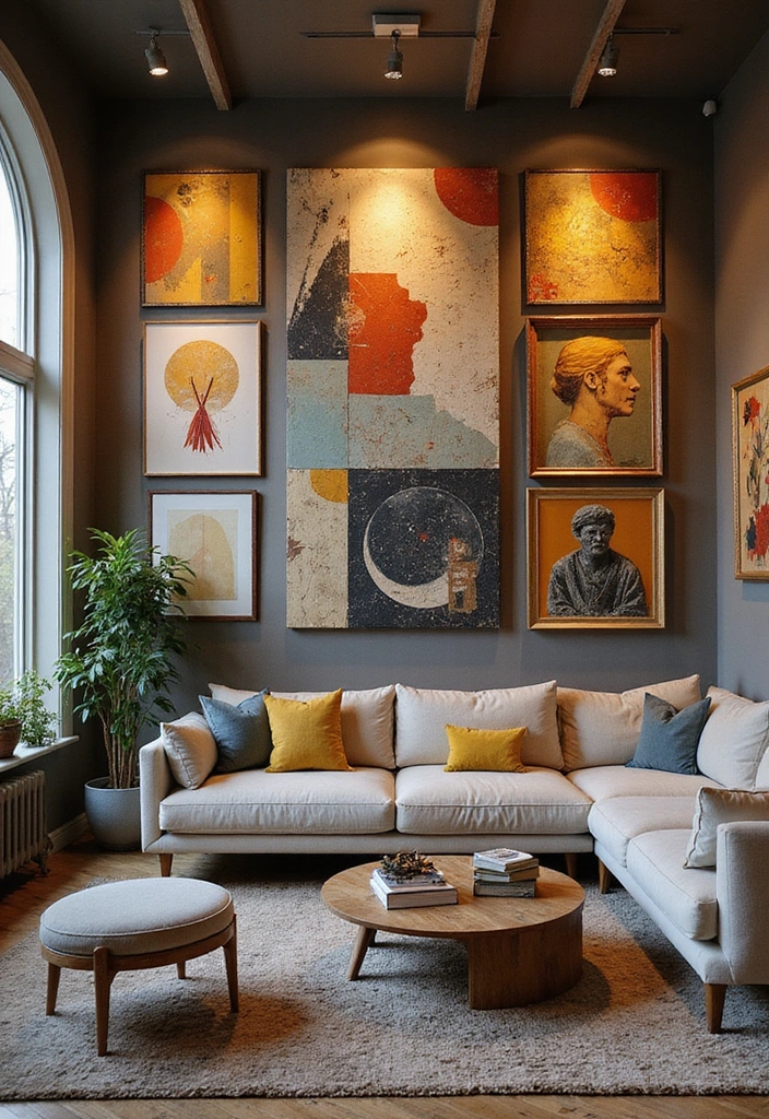 26 Eco-Friendly Accent Wall Ideas for Your Living Room - 26. Custom Art Installations