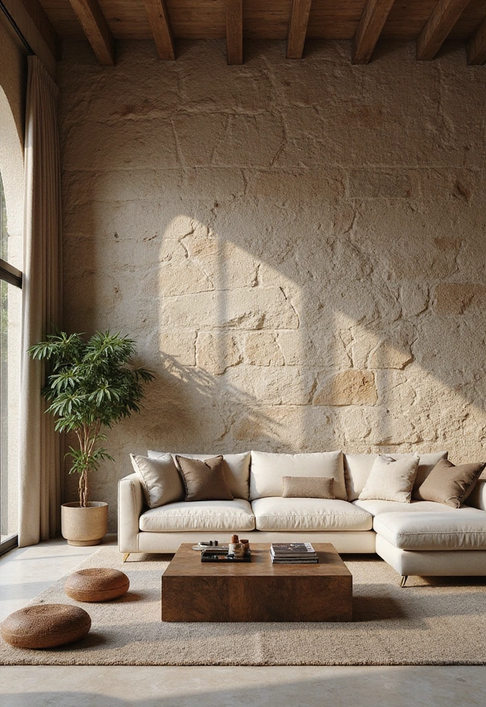 26 Eco-Friendly Accent Wall Ideas for Your Living Room - 7. Natural Stone Accent Wall