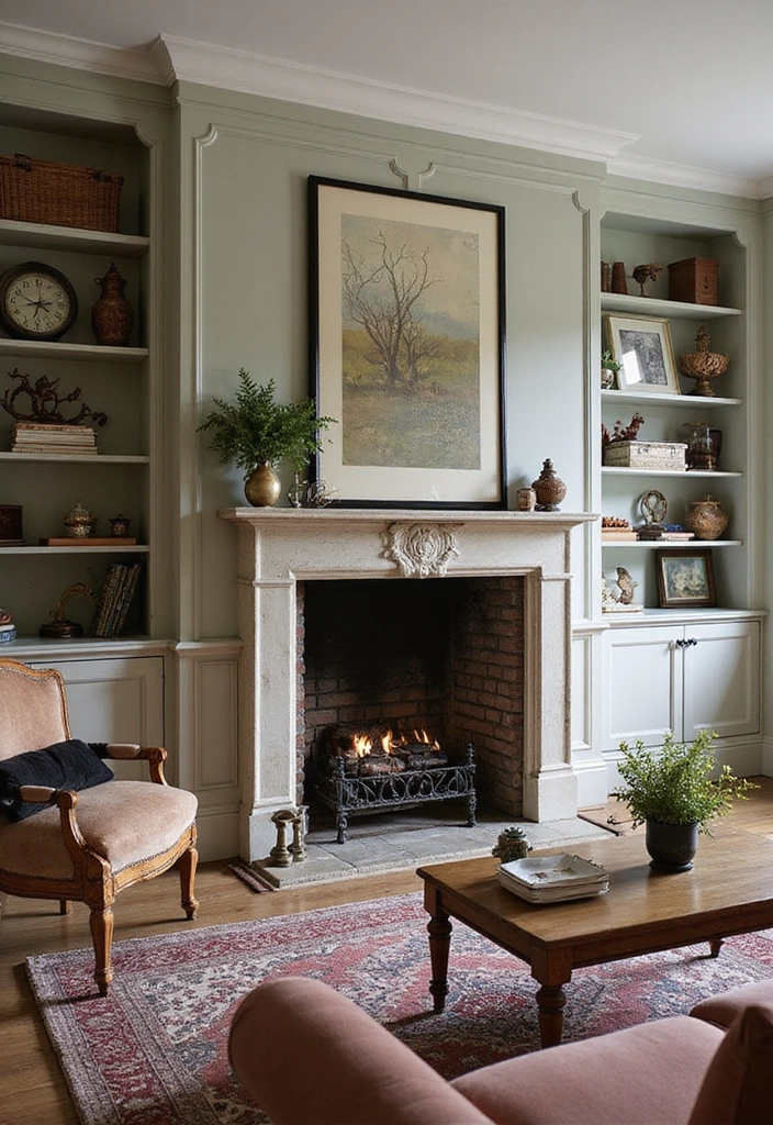 26 Fireplace Ideas with Built-Ins: Cozy Storage Solutions for Your Home - 12. Vintage-Inspired Built-Ins
