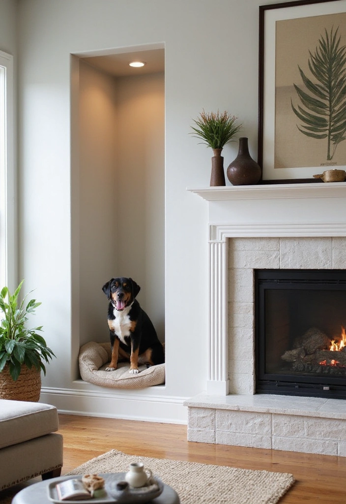 26 Fireplace Ideas with Built-Ins: Cozy Storage Solutions for Your Home - 13. Built-In Pet Nook