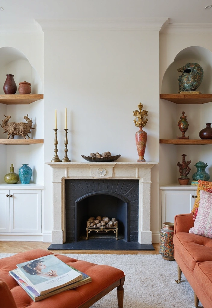 26 Fireplace Ideas with Built-Ins: Cozy Storage Solutions for Your Home - 16. Artistic Built-Ins