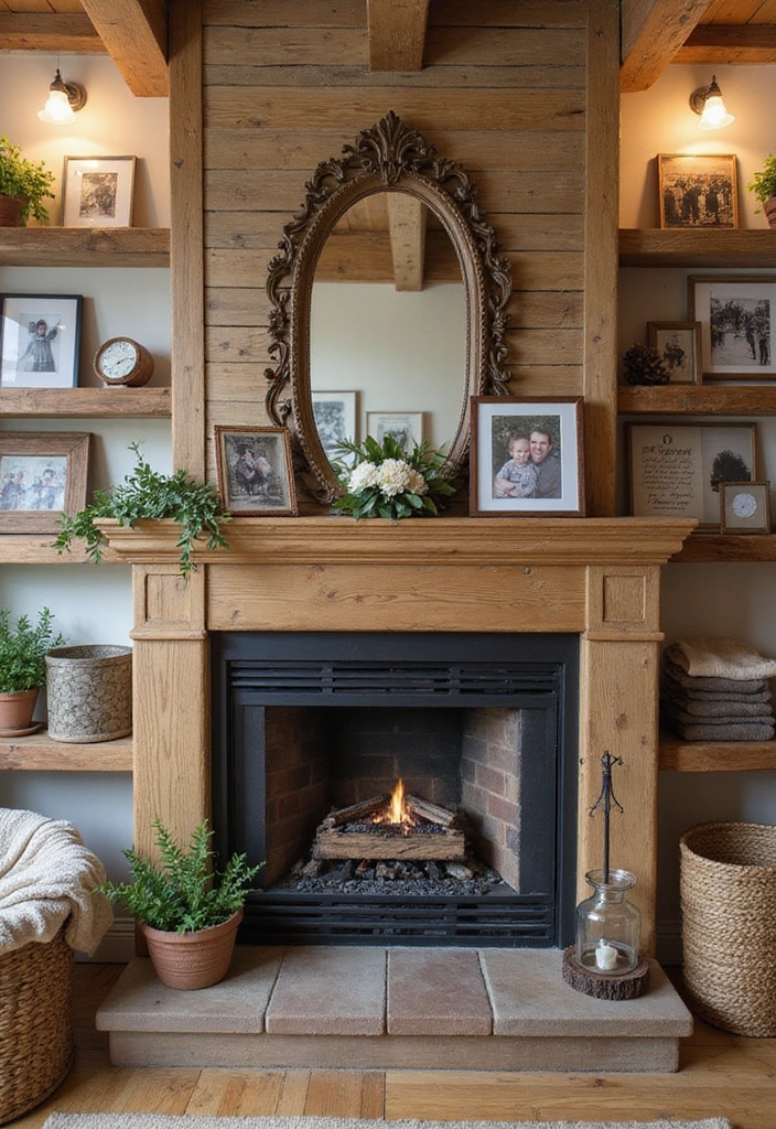 26 Fireplace Ideas with Built-Ins: Cozy Storage Solutions for Your Home - 2. Rustic Wood Shelving
