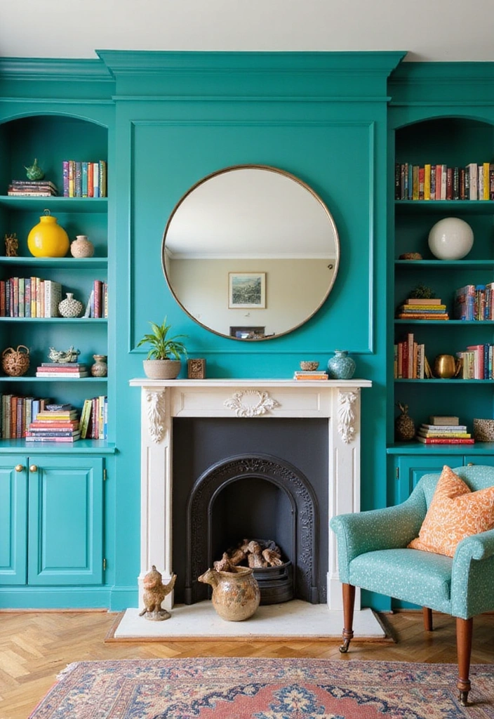 26 Fireplace Ideas with Built-Ins: Cozy Storage Solutions for Your Home - 3. Colorful Built-Ins