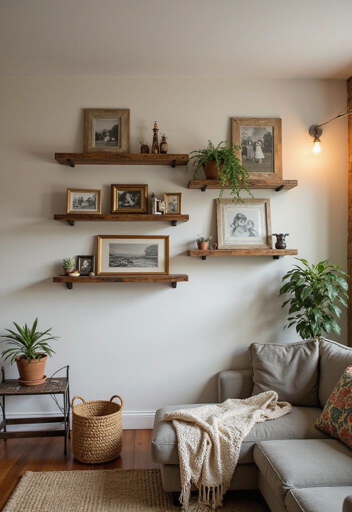 26 Minimalist Floating Shelf Ideas for Small Spaces - 12. Rustic Floating Shelves