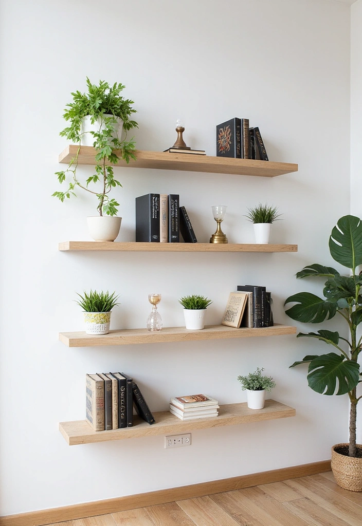 26 Minimalist Floating Shelf Ideas for Small Spaces - 8. Layered Floating Shelves