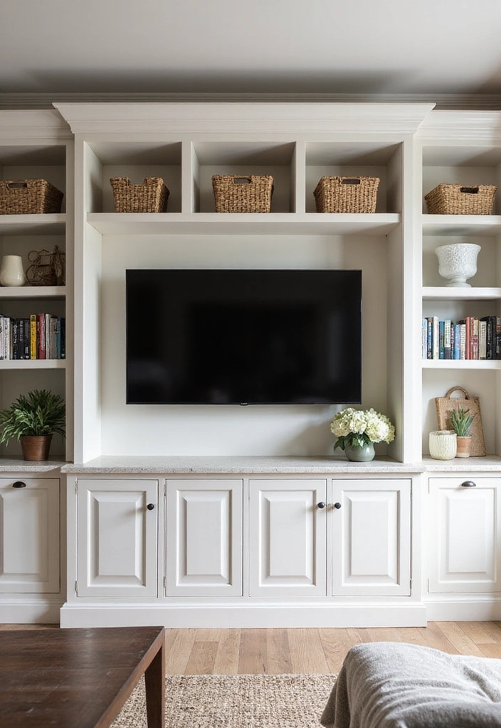 26 Small Living Room Ideas with TV - 17. Create a Functional TV Wall